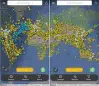 Display of world aircraft over Europe, Africa, Americas and Australasia (Property of FlightRadar24)
